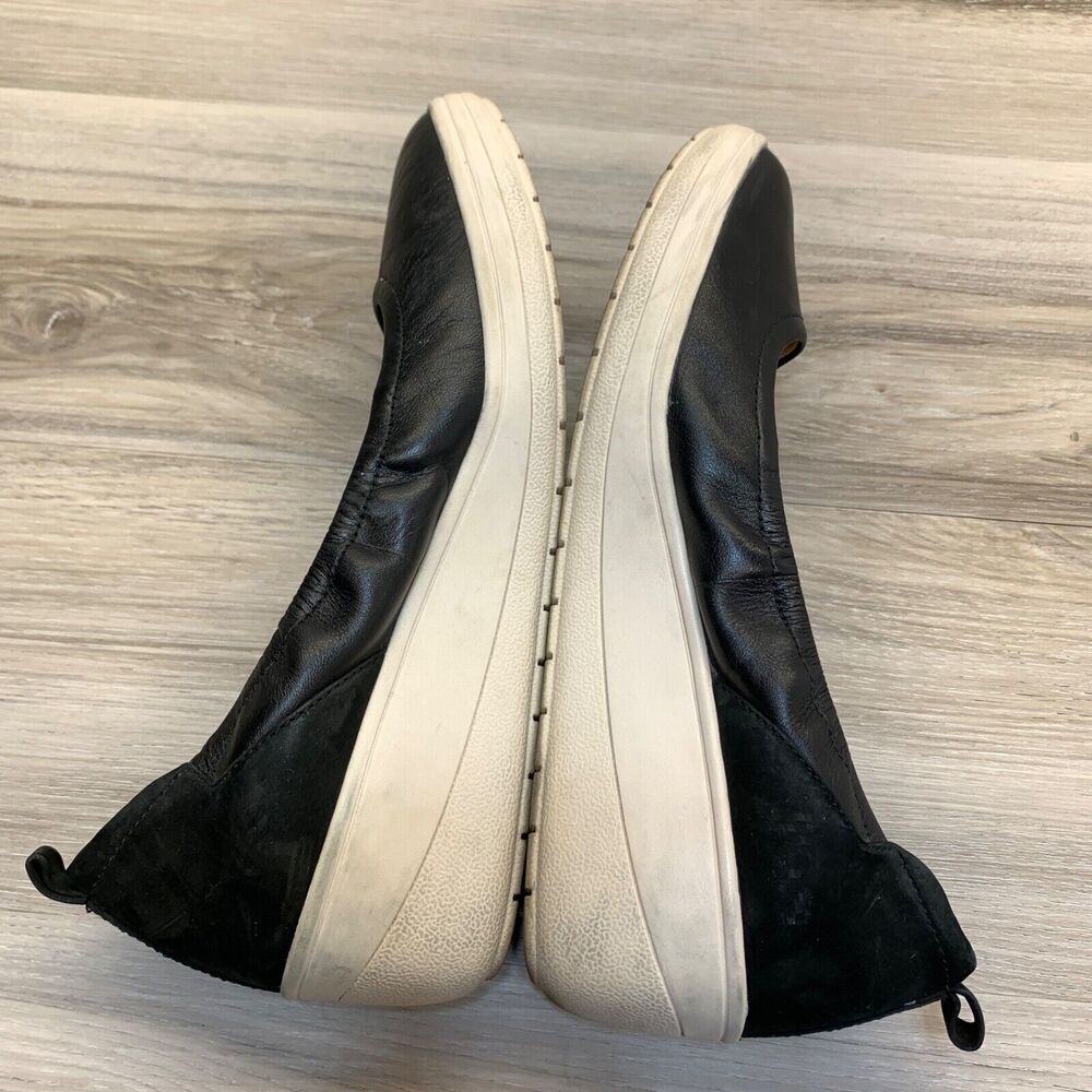 Vionic Womens Size 8 Jacey Slip‎ On Wedge Shoes Leather Comfort Cushion Black - Picture 3 of 10
